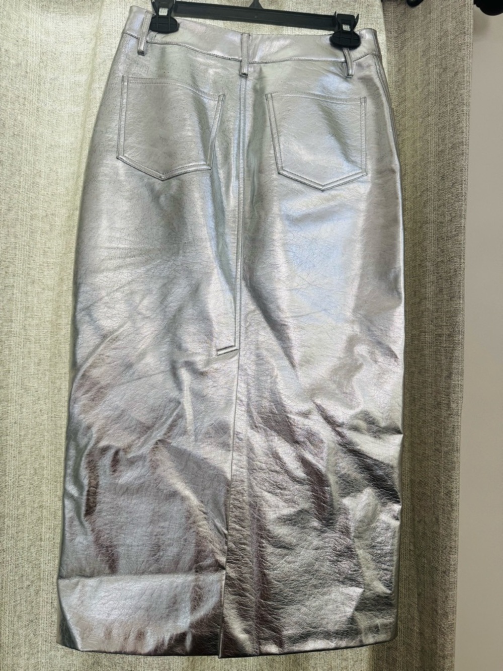 Gianni Bini Metallic Silver Pencil Skirt with Back Pockets